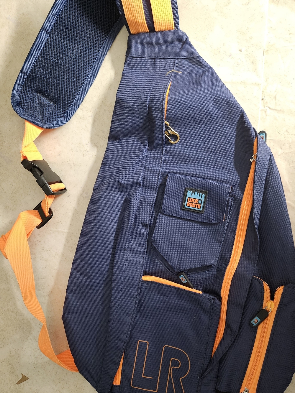 Navy and Orange Sling Bag for Men